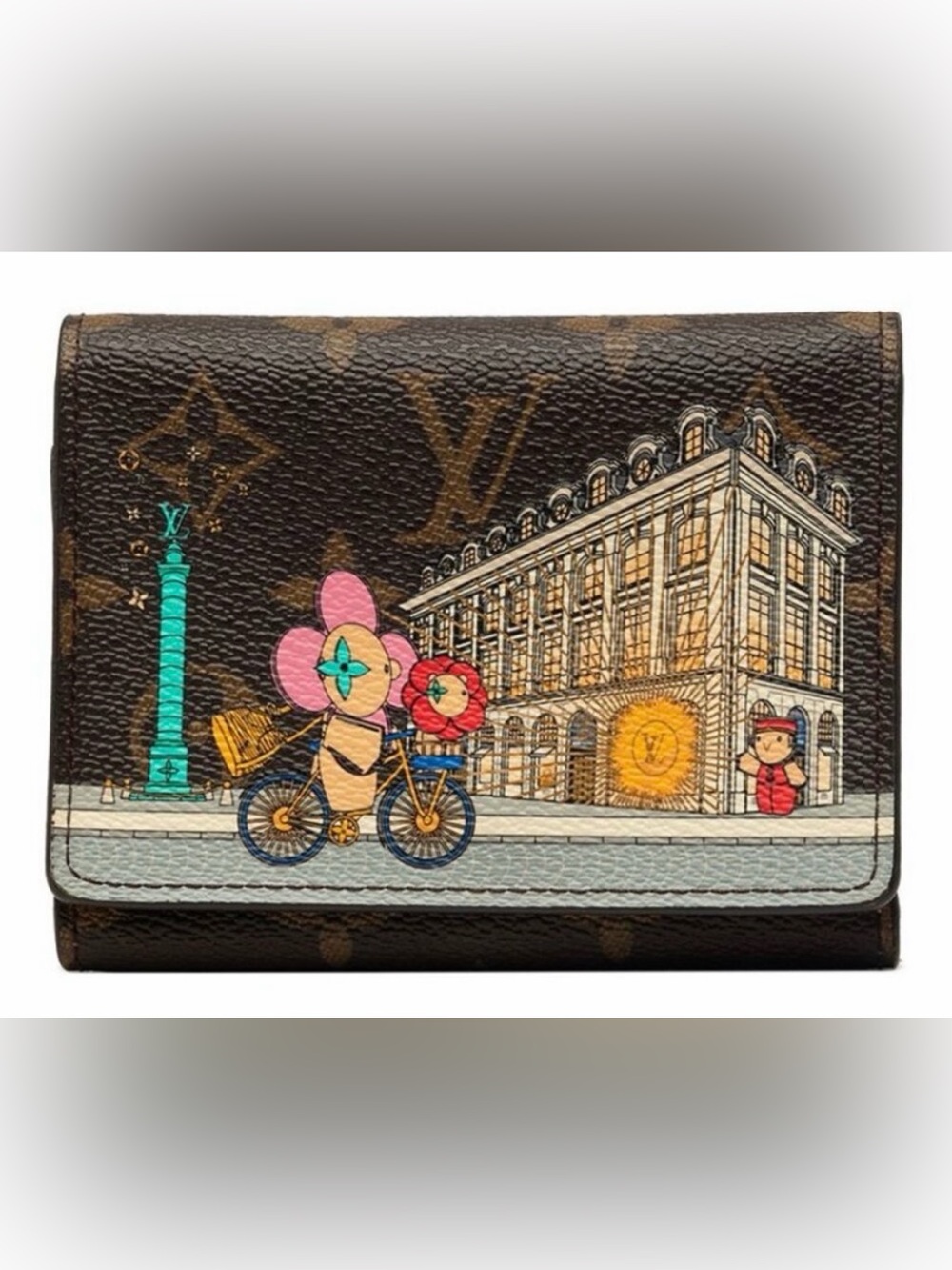 Louis Vuitton Brown Monogram Canvas Card Holder with Playful City Illustration